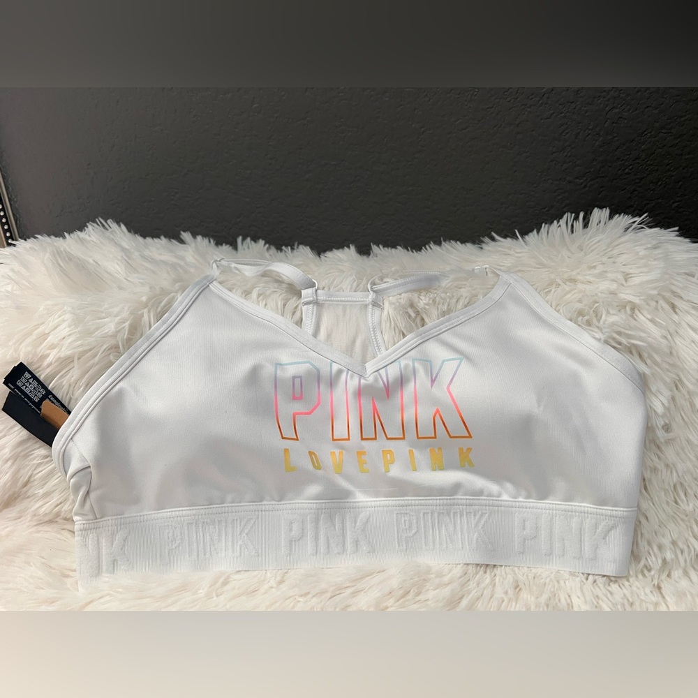 NWT Vintage Victoria Secret PINK Active White Sports Bra